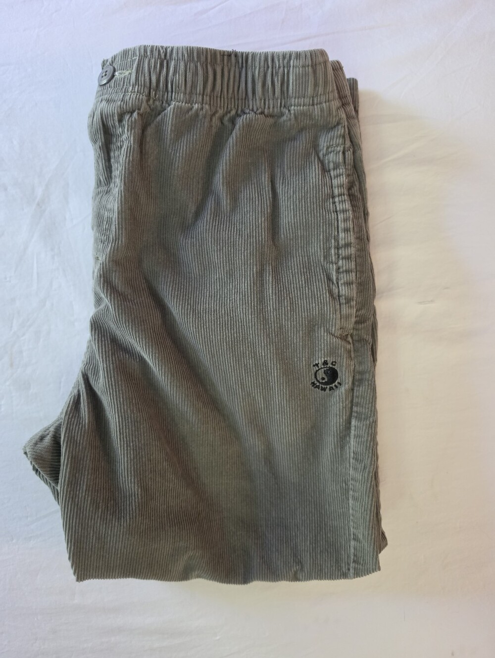 Vintage T&C Surf Designs Corduroy Pants Sz 32 Gray Green Town & Country Y2K